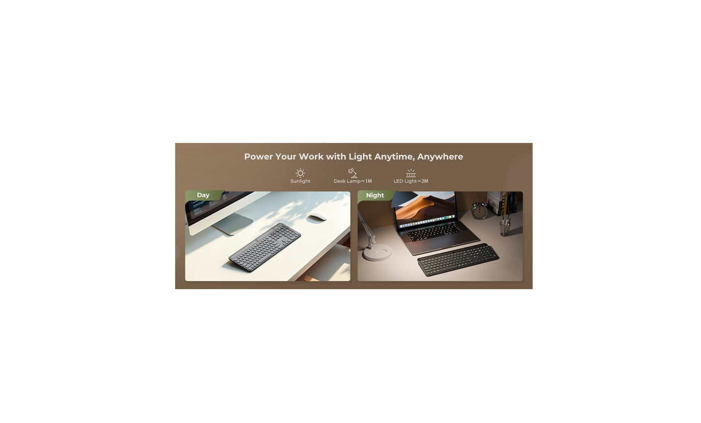 Tastatură iClever BK60 Solar, Bluetooth 5.0, Fără Fir, Incărcare Cu Lumină Solară Si Interioară, Dimensiune Completă, Ergonomica, Conectivitate Pana La 3 Dispozitive, Taste Rotunde Foarfece Silențioase