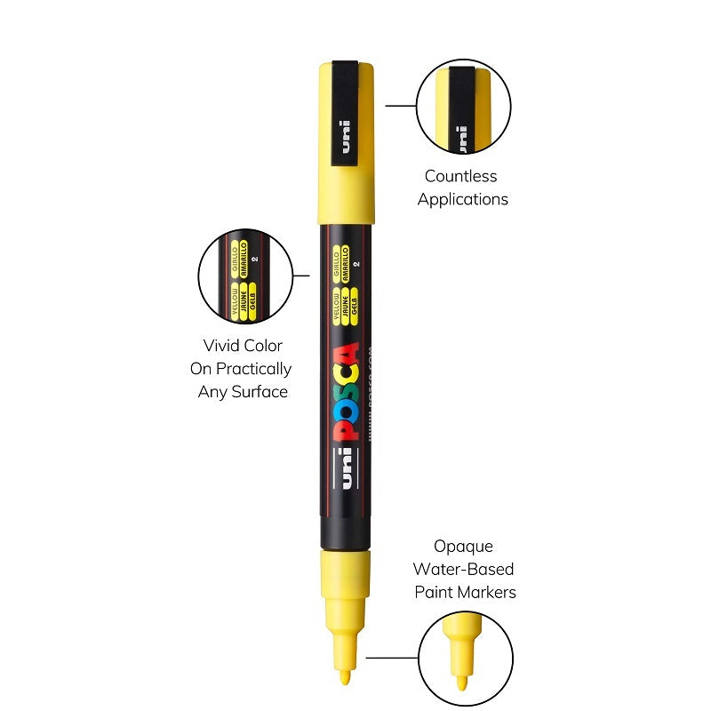 Posca Paint Marker 16 Culori PC-3M Extra Fine Basic Set