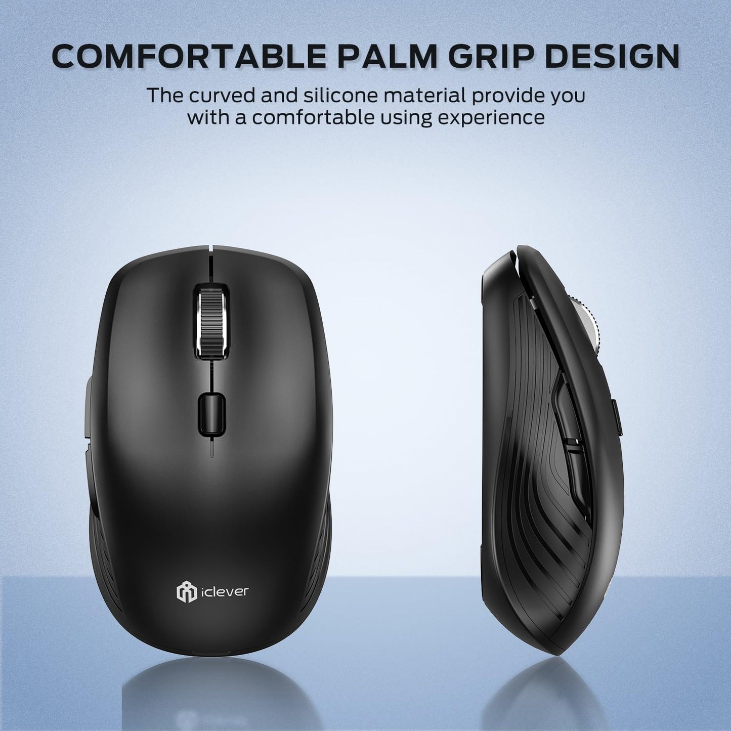 Mouse MD179 iClever Wireless, Dual Mode, 2, 4 GHz Receptor USB, Reincarcabil, Multi Dispozitiv, Multi-OS, Silentios, Negru