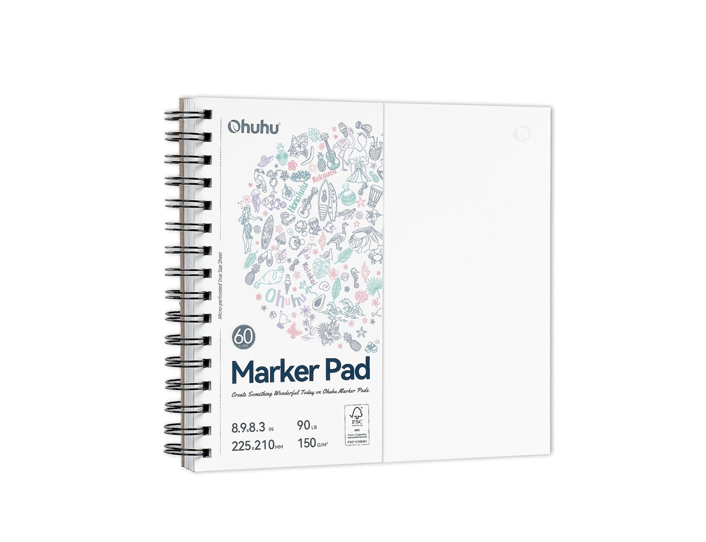 Ohuhu Marker Pads, Fără Acid - 150 g/m² - 60 coli/120 pagini, 222 x 210 mm Y44-83000-46