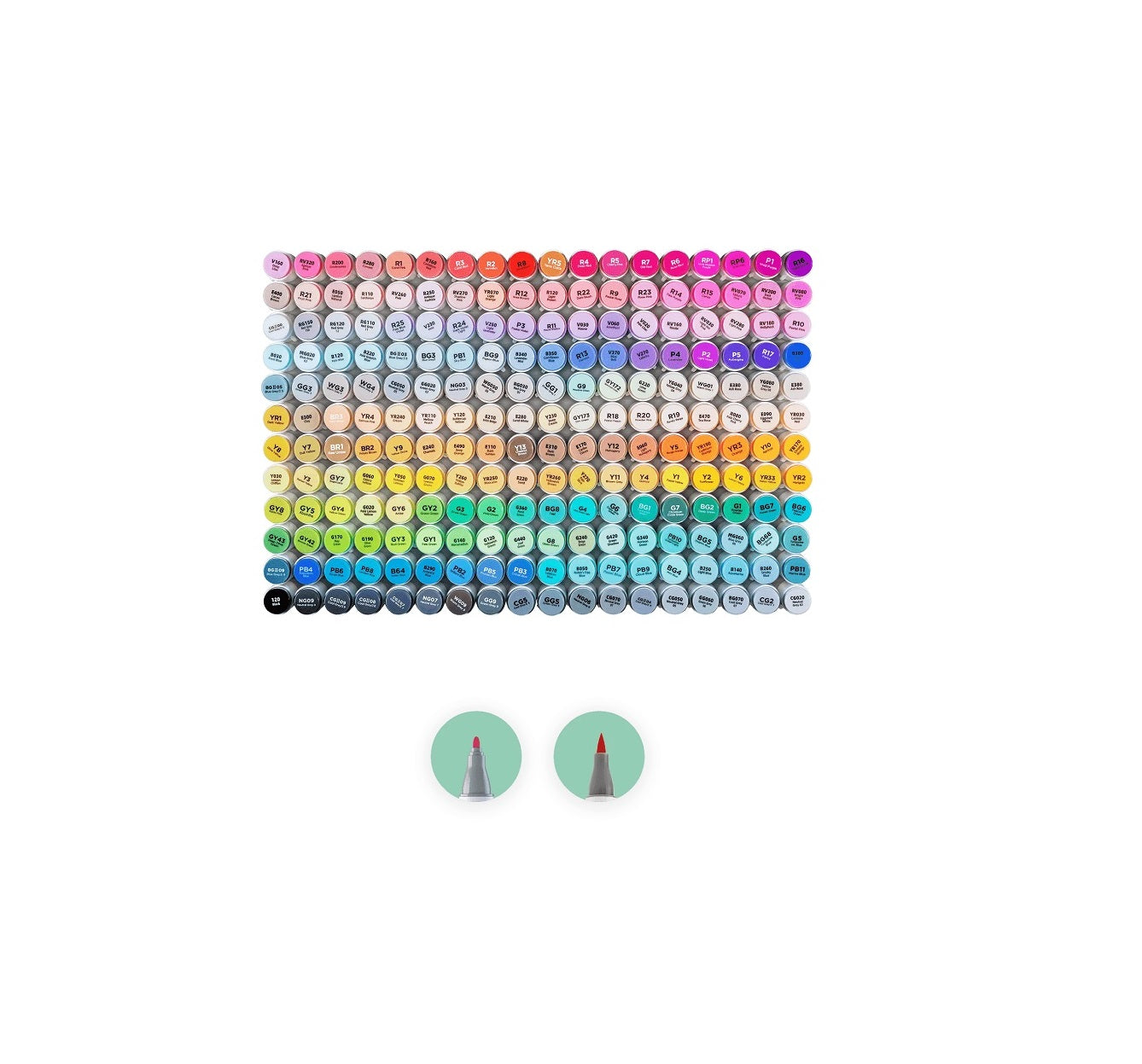 Ohuhu Honolulu B, Set 216 Markere, Baza Alcool, Dual Tips Brush&Fine, Multicolor Y30-80402-13