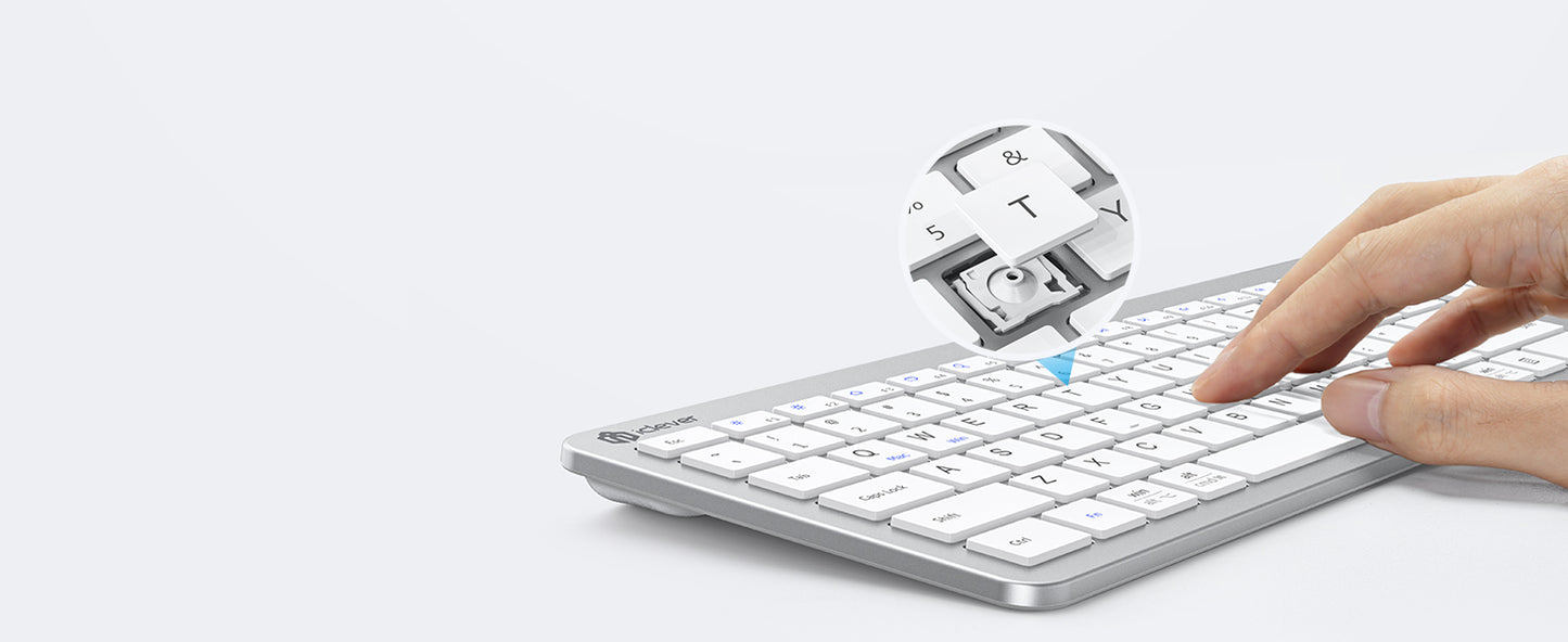 Tastatura Si Mouse Combo iClever GK08, 2.4G Wireless, Fara Fir, Reincarcabila, Design Ergonomic, Stabila, Silentioasa, DPI Reglabil 800-1200-1600, Culoare Argintiu