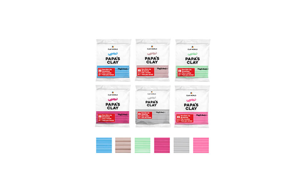 Papa's Clay Set Pasta Polimerica, 6 Bucati/ 60g, Culori Pastel