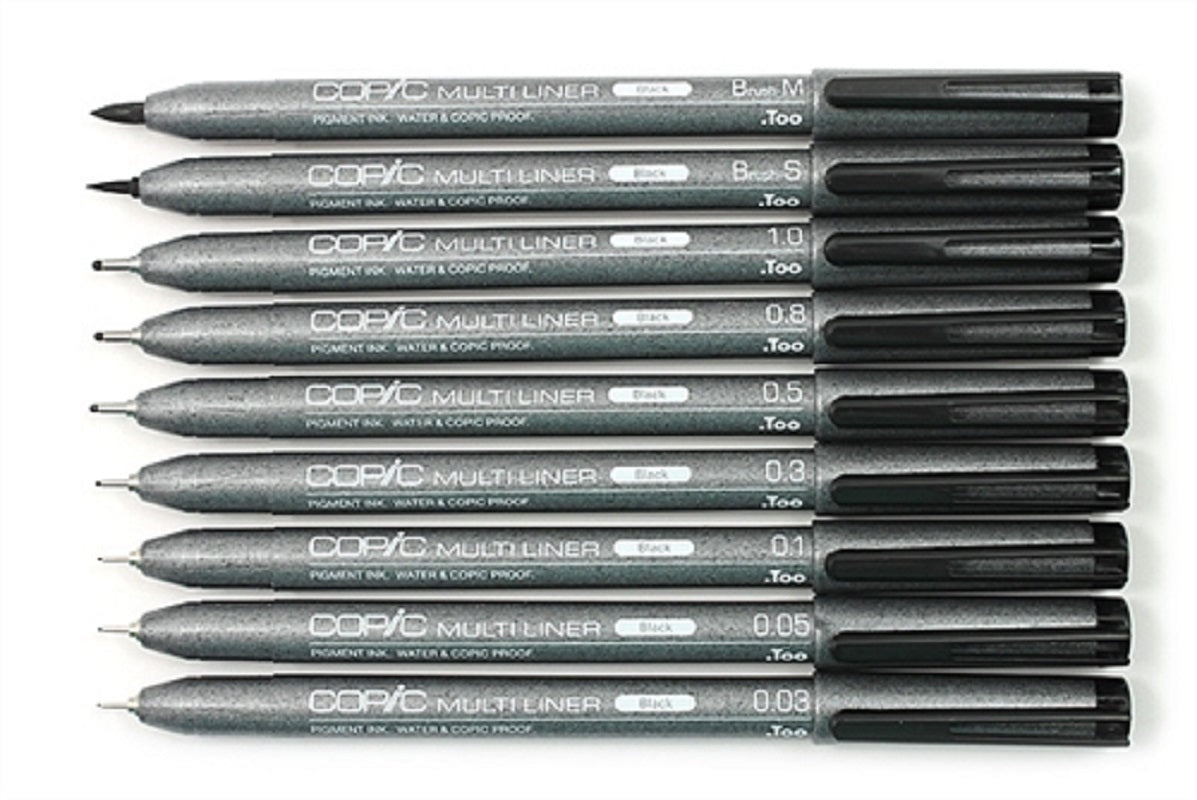 Set 9 Multiliner Copic, B-2, Negru