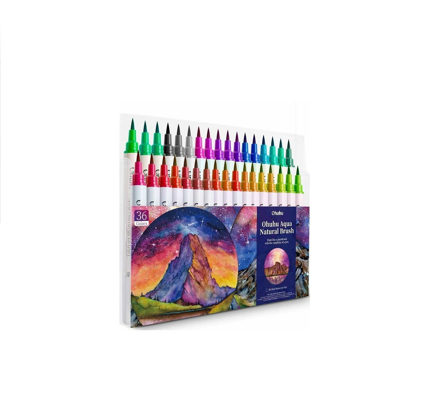 Ohuhu Watercolor Water-Based 36 Colors Markers/Pen Set
