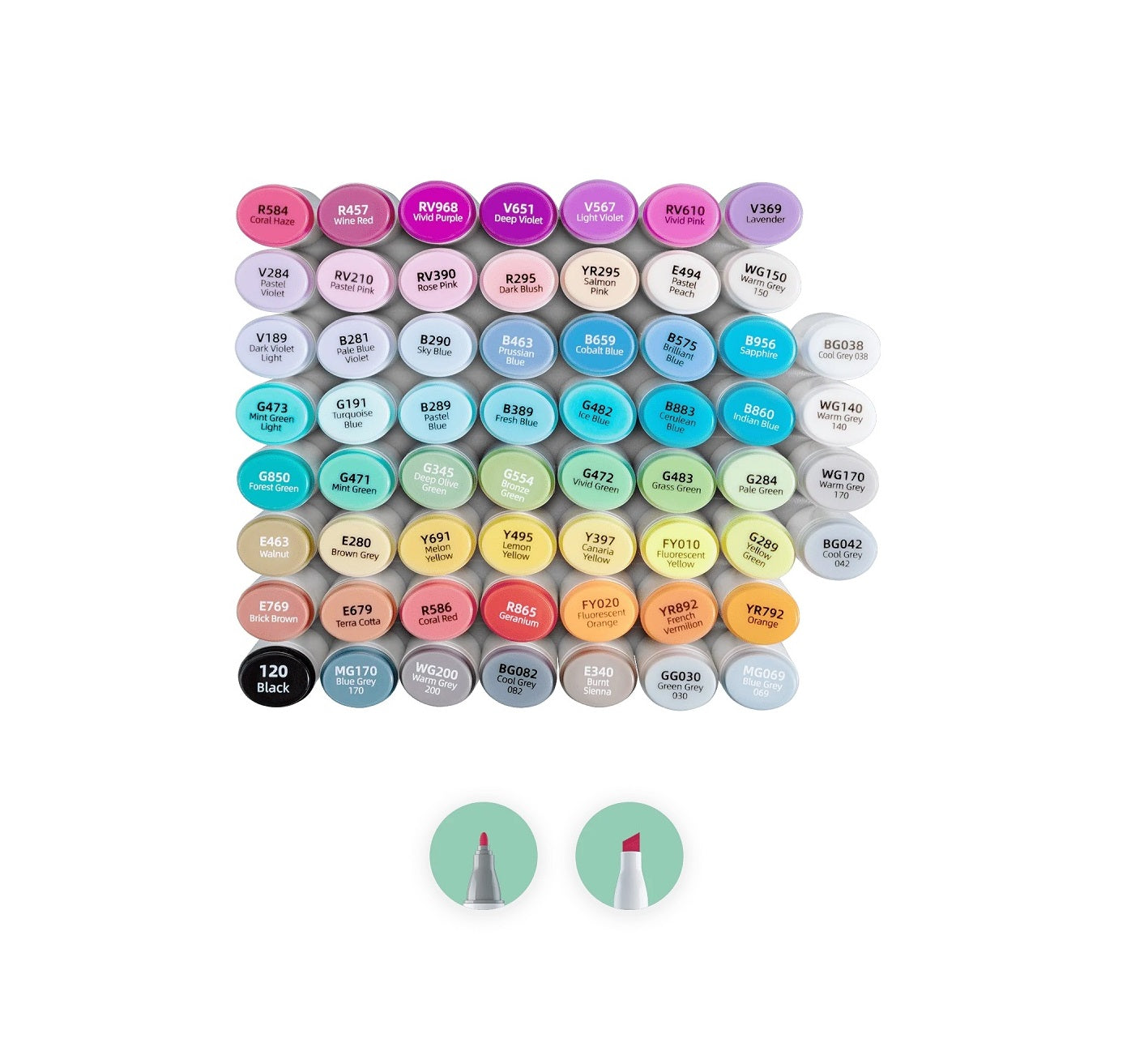 Ohuhu Oahu Set 60 Markere, Baza Alcool, Dual Tips Fine&Chisel, Multicolor Y30-80401-82
