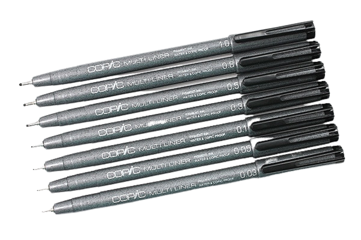 Set 7 Multiliner Copic, A-2, Negru