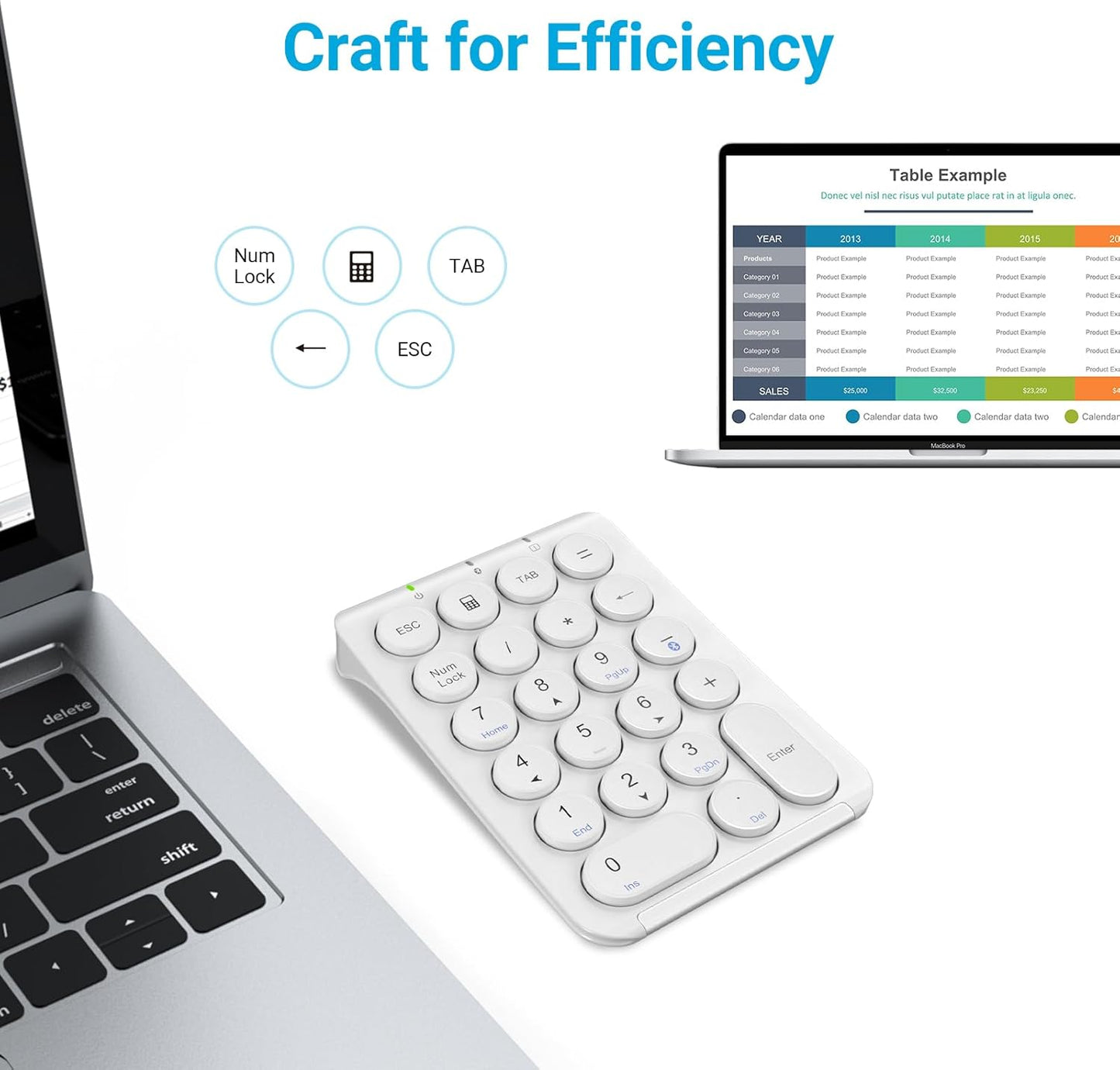 Tastatura Numerica iClever KP08, Bluetooth , Ultra Subțire, Ușoară, Incărcare USB-C, Pentru Laptop, iPad, Mac, iMac, Tabletă, PC Desktop