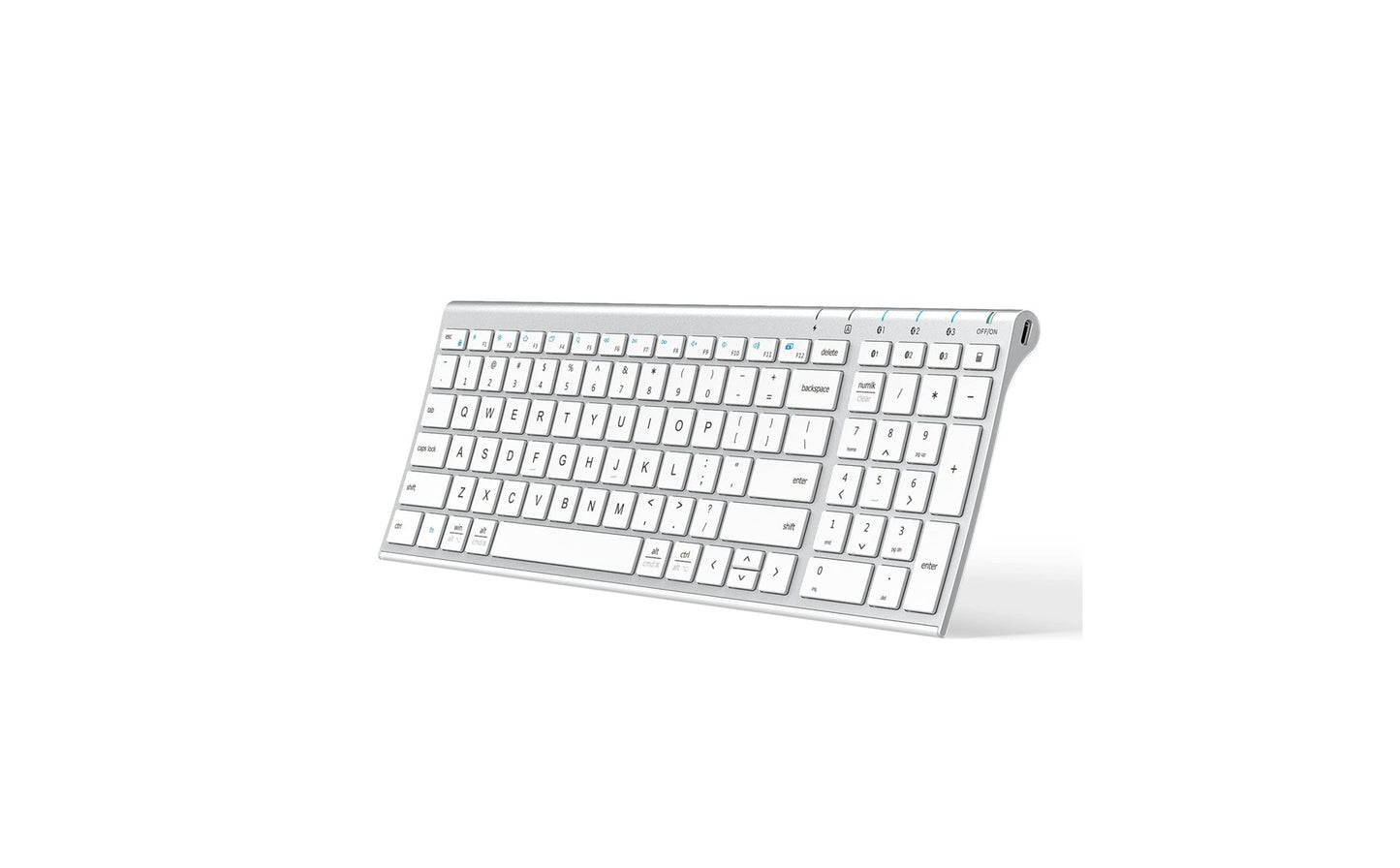 Tastatura Bluetooth 5.1 iClever IC-BK10, Fara Fir, Ultra Subtire, Reincarcabila, Multi Dispozitive, 99 Taste, USB-C, Design Ergonomic, Gri