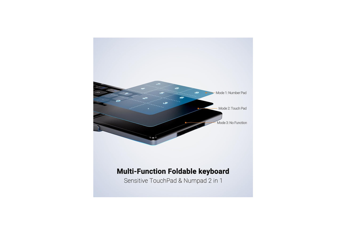 Tastatură Pliabilă iClever BK18, Bluetooth, Touchpad Si Numerică, Portabilă, Reîncărcabilă, USB-C, Compatibilă Cu iPad, iPhone, Laptop, Smartphone