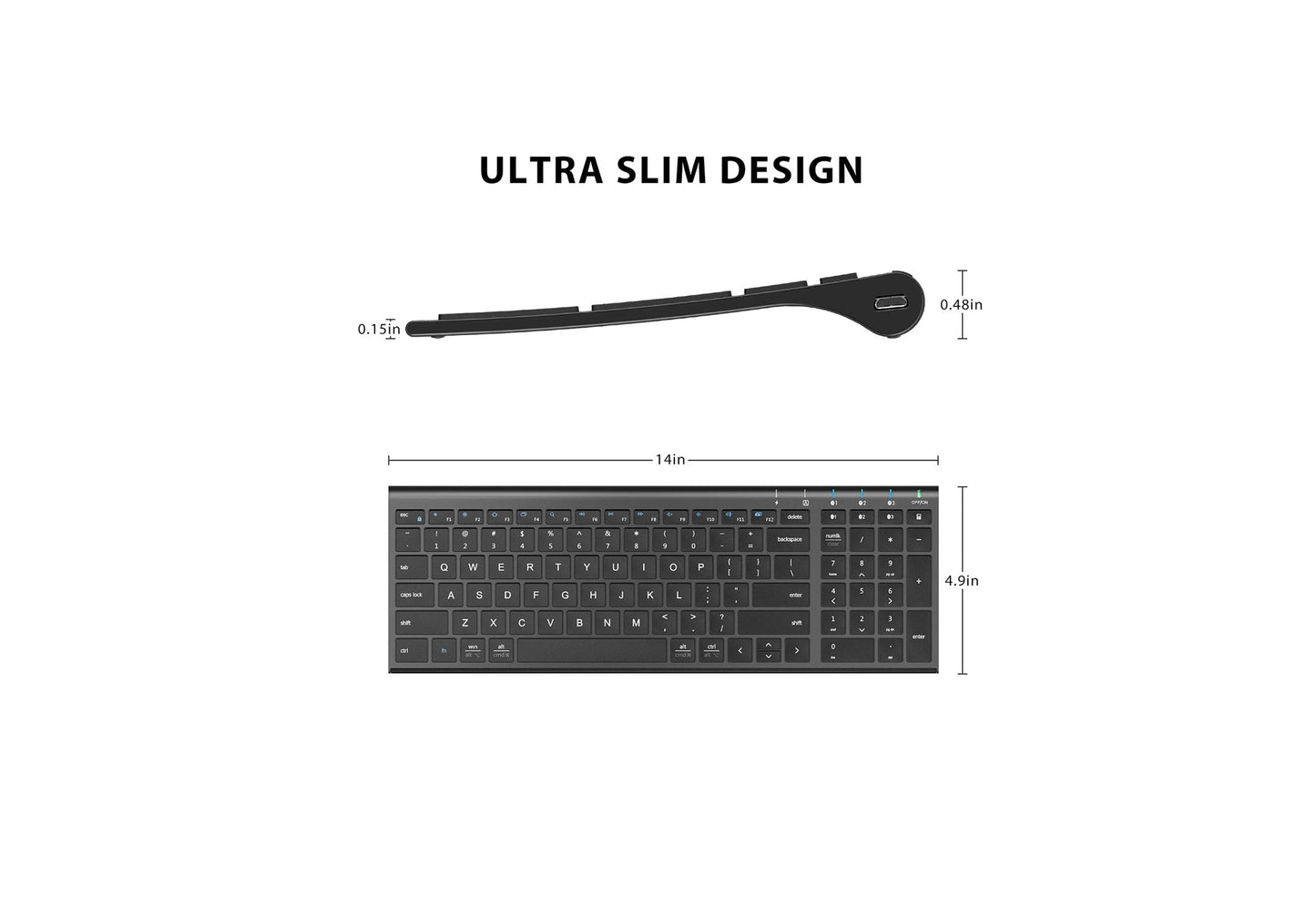 Tastatura Bluetooth 5.1 iClever IC-BK10, Fara Fir, Ultra Subtire, Reincarcabila, Multi Dispozitive, 99 Taste, USB-C, Design Ergonomic, Culoare Negru