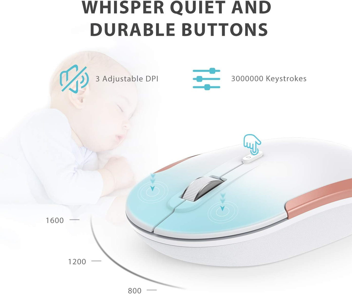 Tastatura Si Mouse Combo iClever GK08, 2.4G Wireless, Fara Fir, Reincarcabila, Design Ergonomic, Stabila, Silentioasa, DPI Reglabil 800-1200-1600, Culoare Roz