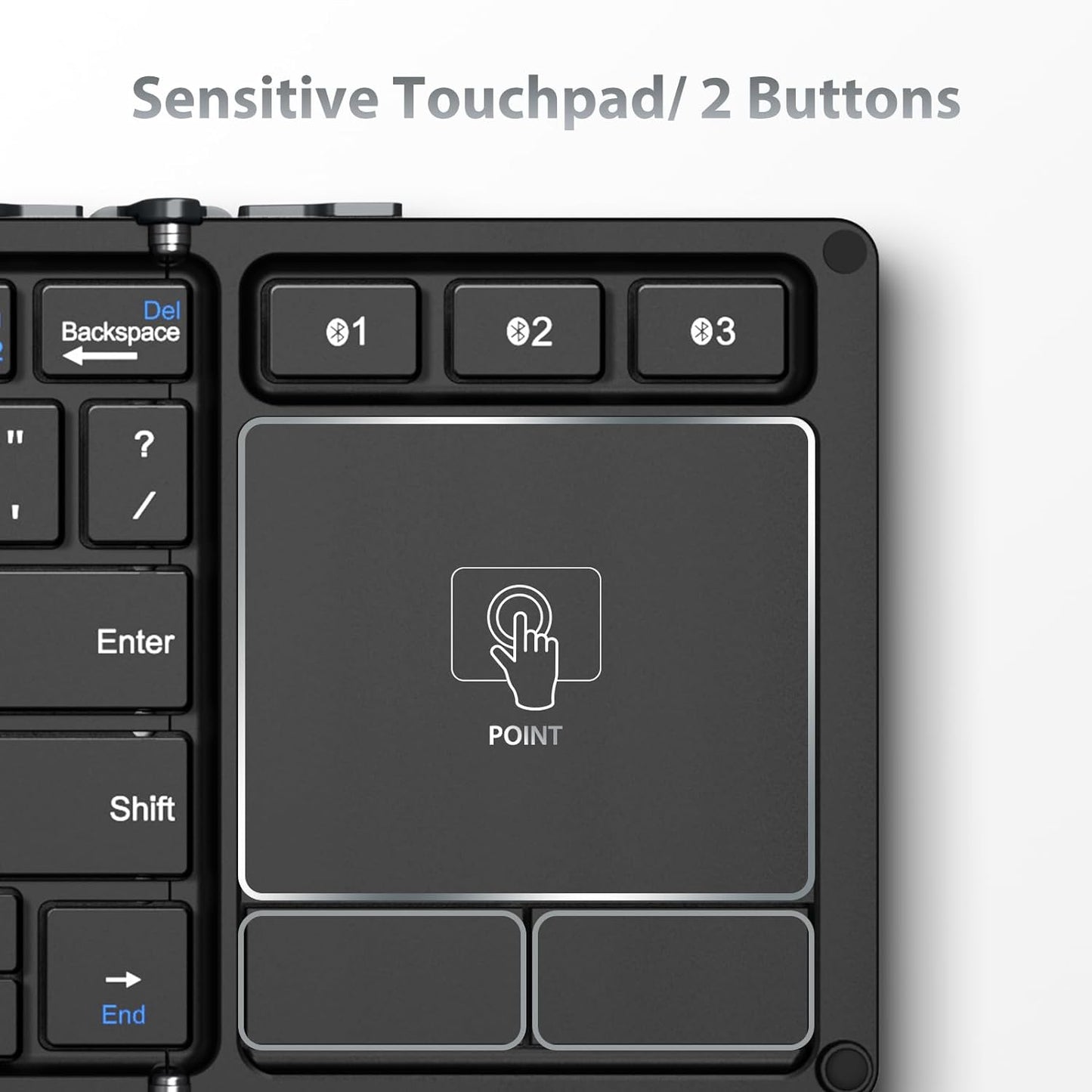 Tastatura Bluetooth 5.1 iClever IC-BK08, Pliabila, Touchpad, USB-C, Constructie Solida Din Aluminiu, Multi Dispozitive, Sisteme De Operare Multiple, 65 Taste, Portabila