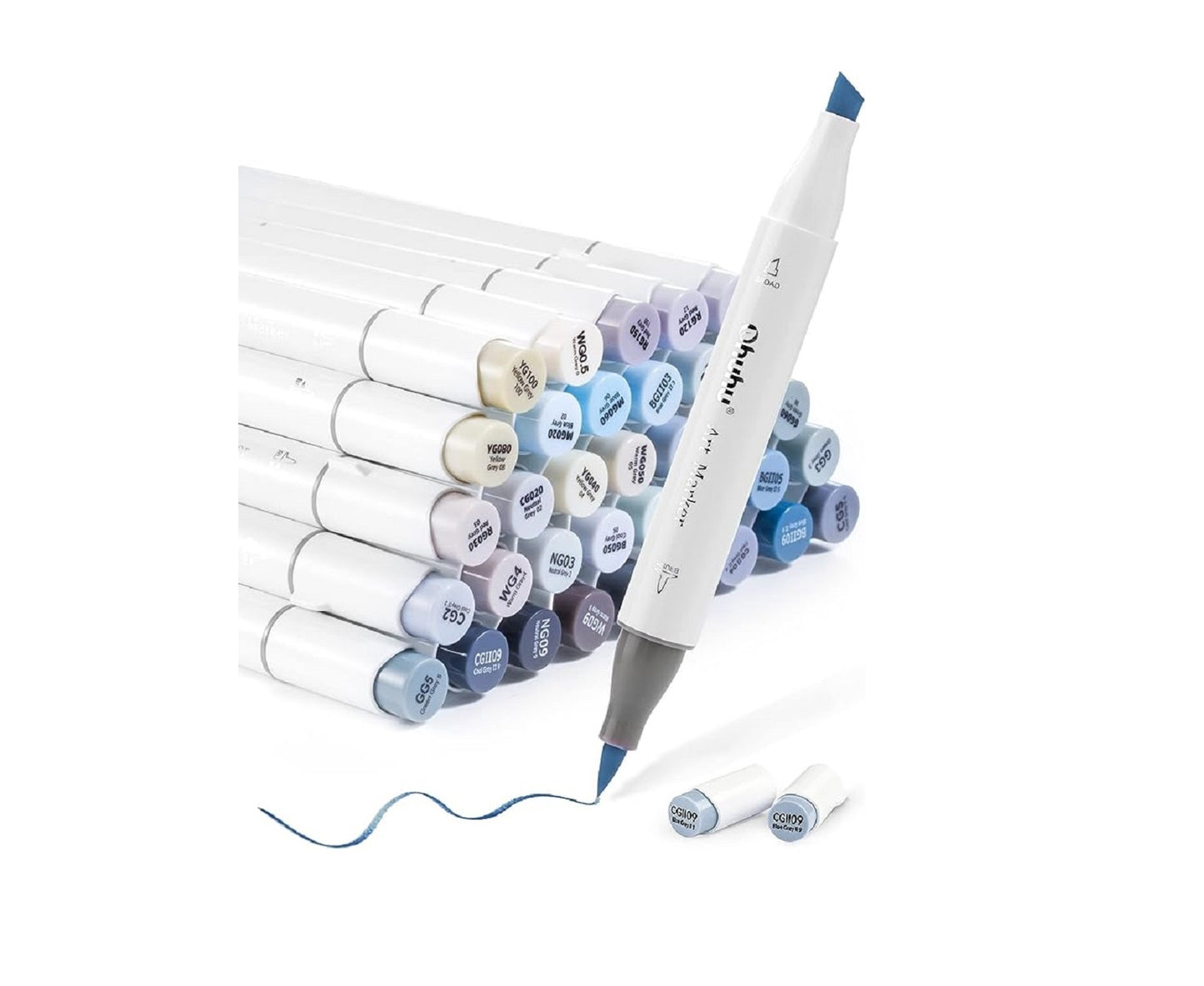 Ohuhu Honolulu Set 36 Markere, Varf Dublu Brush&Chisel, Baza Alcool, Gray Tone Y30-80401-97