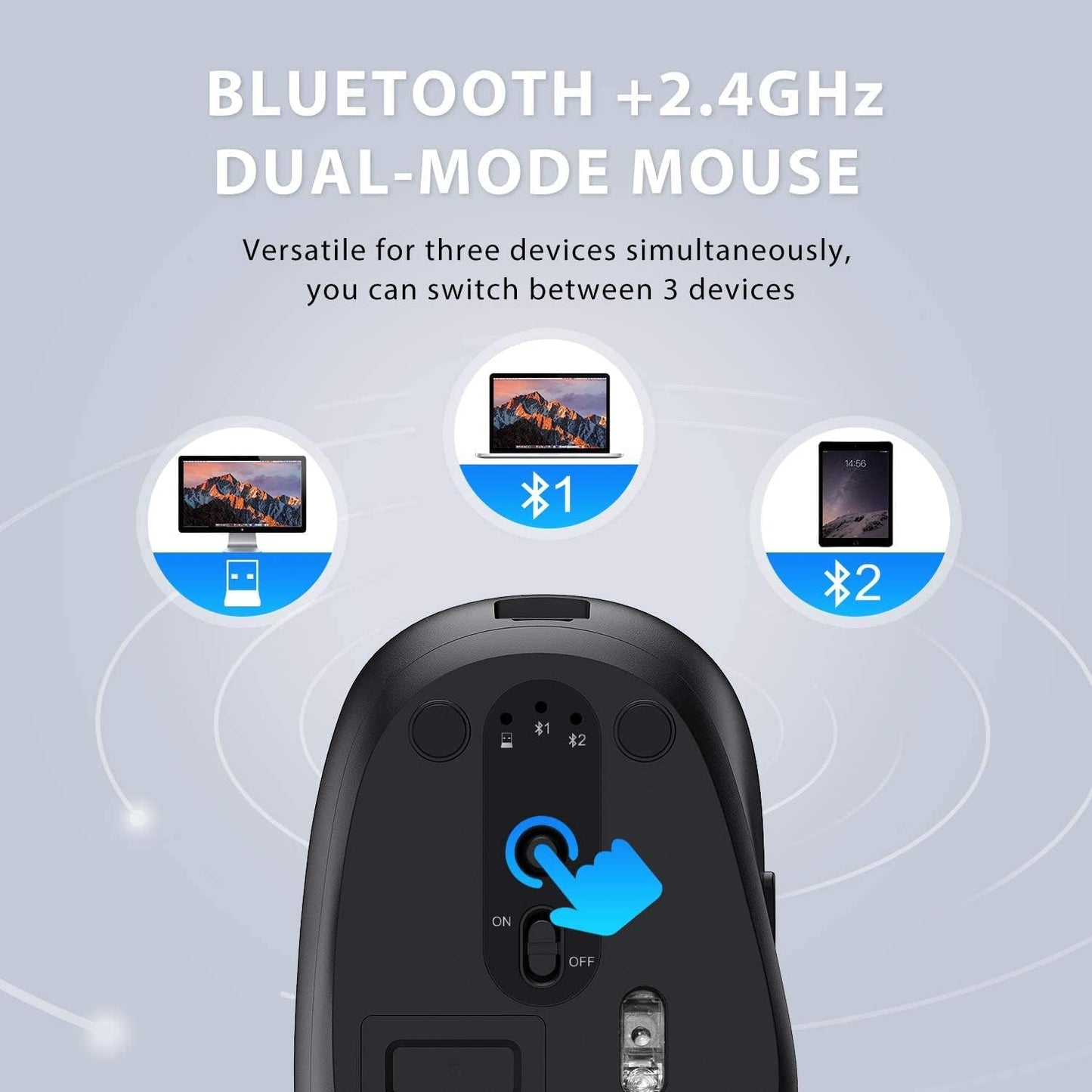 Tastatura Si Mouse Combo iClever DK03, Bluetooth 4.2 + 2.4G, Fara Fir, Ultra Subtire, Multi Dispozitive