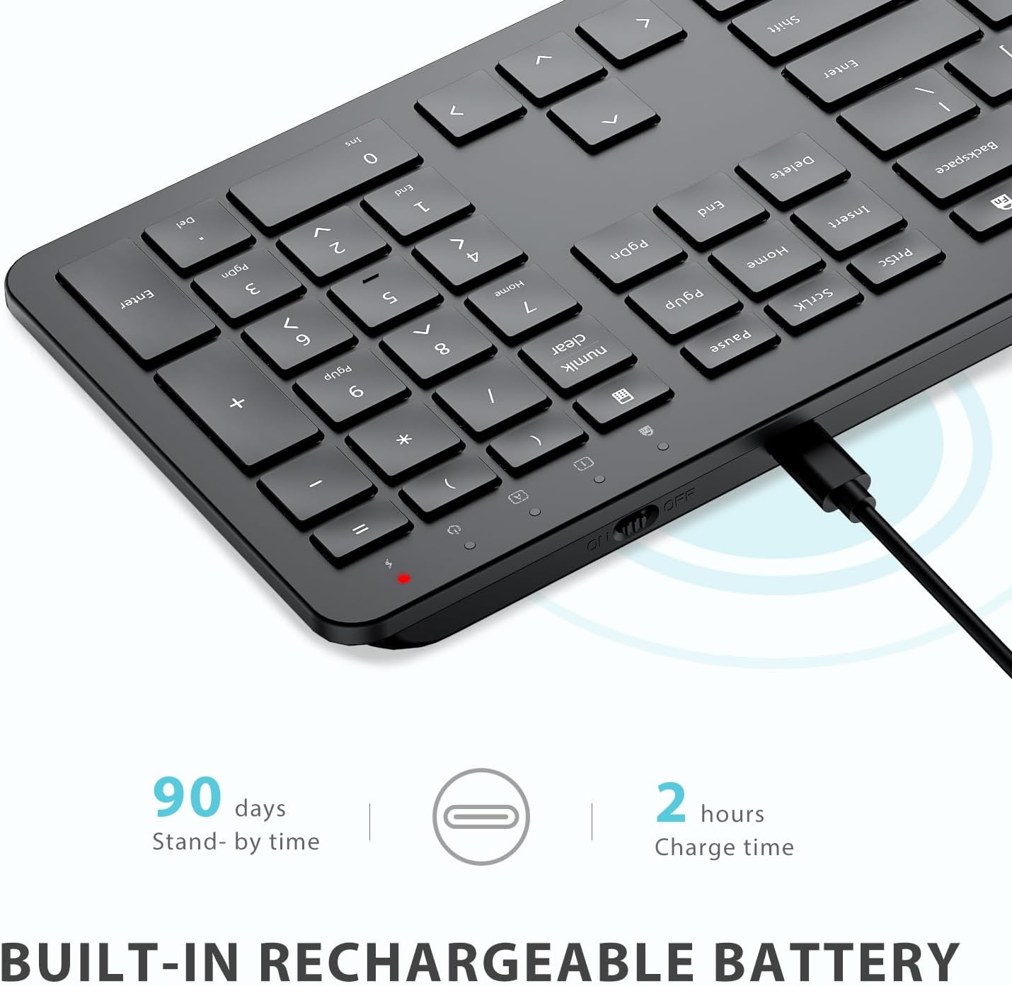 Tastatura Si Mouse Combo iClever GK08, 2.4G Wireless, Fara Fir, Reincarcabila, Design Ergonomic, Stabila, Silentioasa, DPI Reglabil 800-1200-1600, Culoare Negru