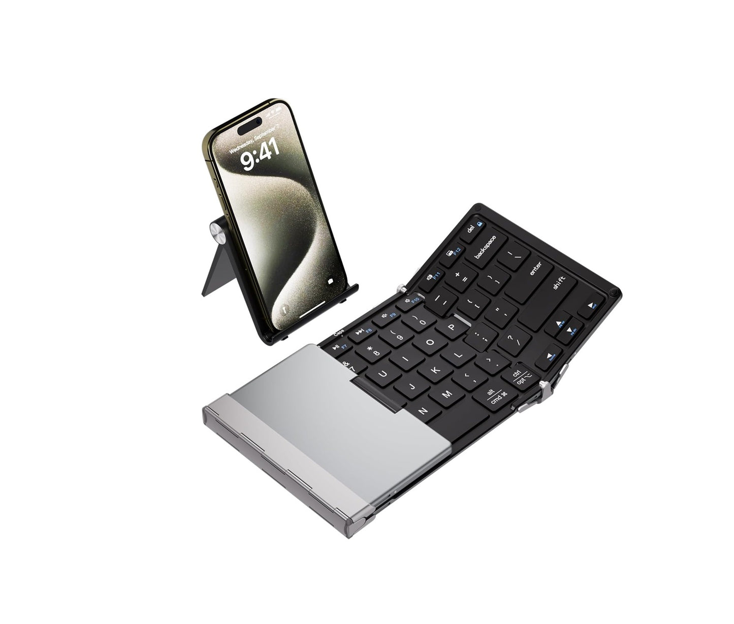 Tastatura iClever IC-BK05S, Bluetooth 5.1, Pliabila, Reîncărcabilă USB-C,Conectare Până La 4 Dispozitive, Baza Din Aliaj De Aluminiu, Calitate Aeronautica