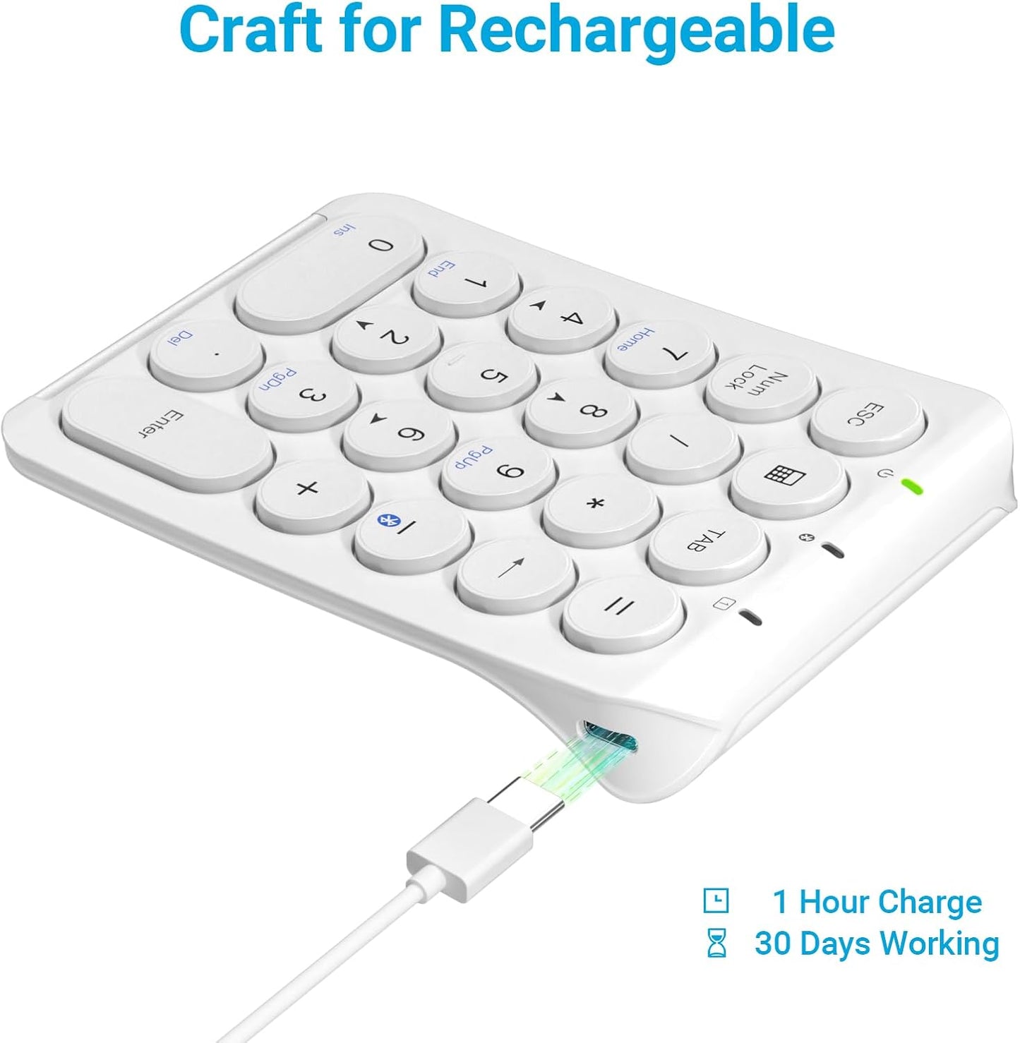 Tastatura Numerica iClever KP08, Bluetooth , Ultra Subțire, Ușoară, Incărcare USB-C, Pentru Laptop, iPad, Mac, iMac, Tabletă, PC Desktop