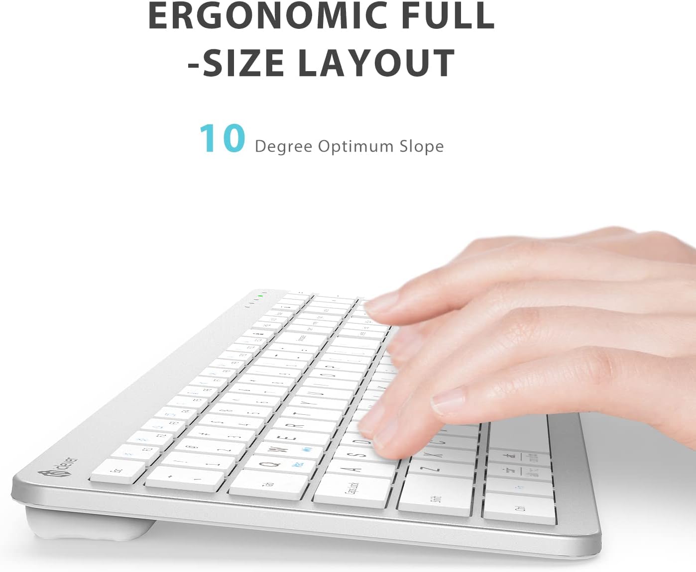Tastatura Si Mouse Combo iClever GK08, 2.4G Wireless, Fara Fir, Reincarcabila, Design Ergonomic, Stabila, Silentioasa, DPI Reglabil 800-1200-1600, Culoare Argintiu