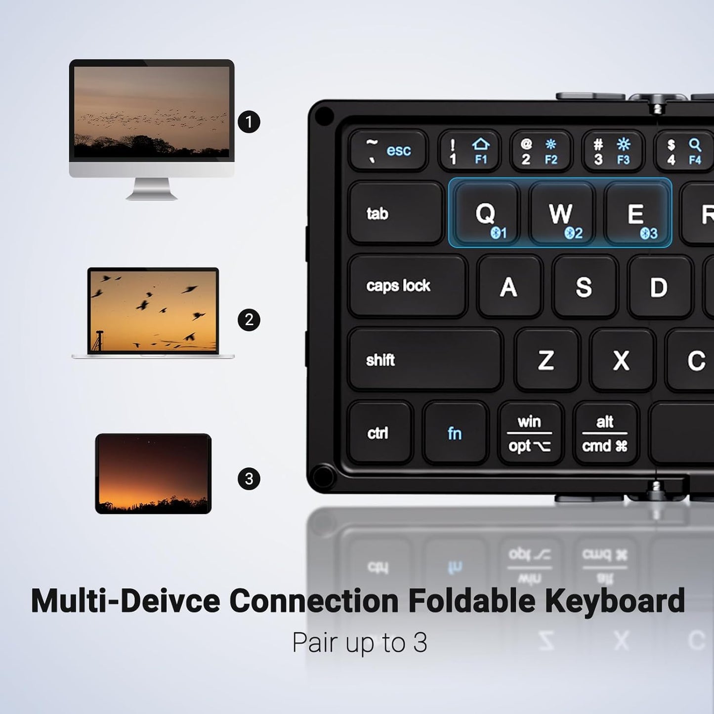 Tastatură Pliabilă iClever BK18, Bluetooth, Touchpad Si Numerică, Portabilă, Reîncărcabilă, USB-C, Compatibilă Cu iPad, iPhone, Laptop, Smartphone