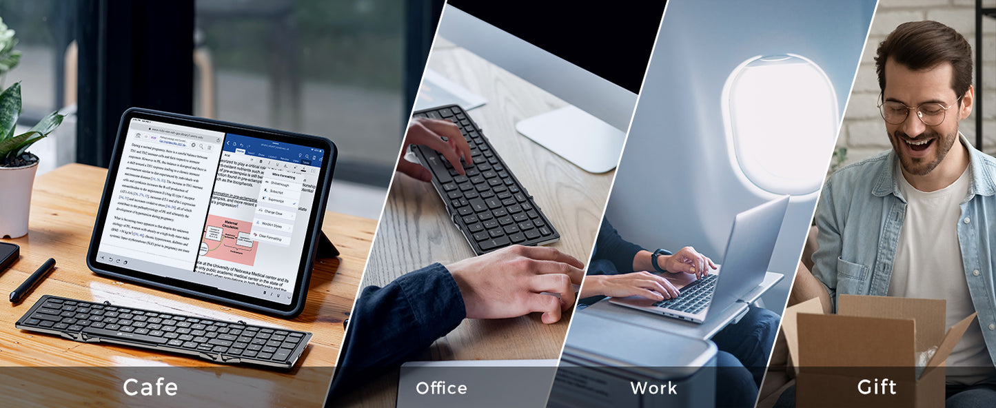 Tastatură Pliabilă iClever BK09, Bluetooth 5.1., Pliabilă, Tastatură Portabila cu Tastatura Numerică, Reîncărcabilă USB-C, Pentru Laptop, iPad, iPhone, Sincronizare Până La 3 Dispozitive