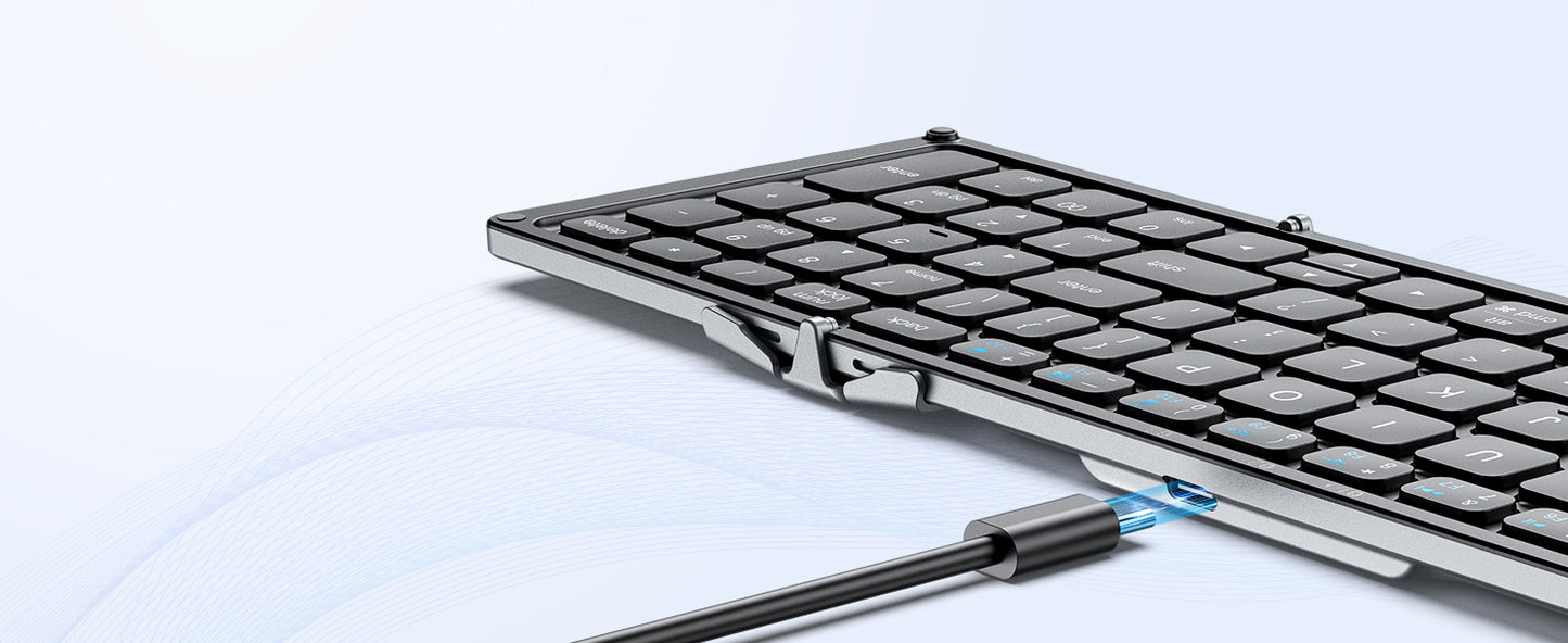 Tastatură Pliabilă iClever BK09, Bluetooth 5.1., Pliabilă, Tastatură Portabila cu Tastatura Numerică, Reîncărcabilă USB-C, Pentru Laptop, iPad, iPhone, Sincronizare Până La 3 Dispozitive