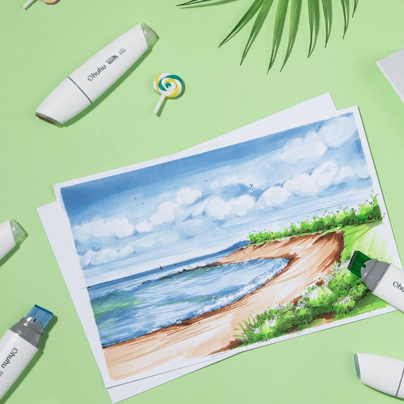 Ohuhu Molokai Set 6 Markere, Baza Alcool, Varf Extra Lat, Halcyon Oasis Tones Y30-80402-40
