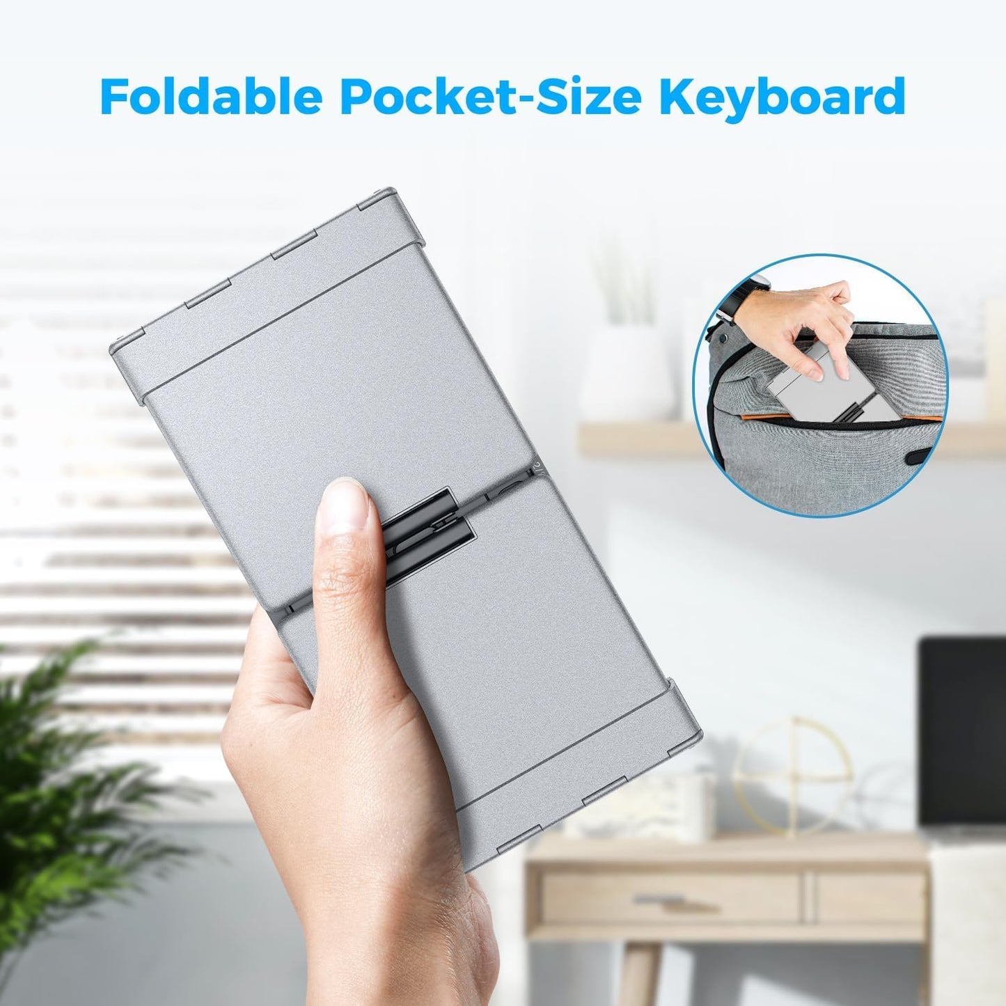Tastatură Pliabilă iClever BK09, Bluetooth 5.1., Pliabilă, Tastatură Portabila cu Tastatura Numerică, Reîncărcabilă USB-C, Pentru Laptop, iPad, iPhone, Sincronizare Până La 3 Dispozitive