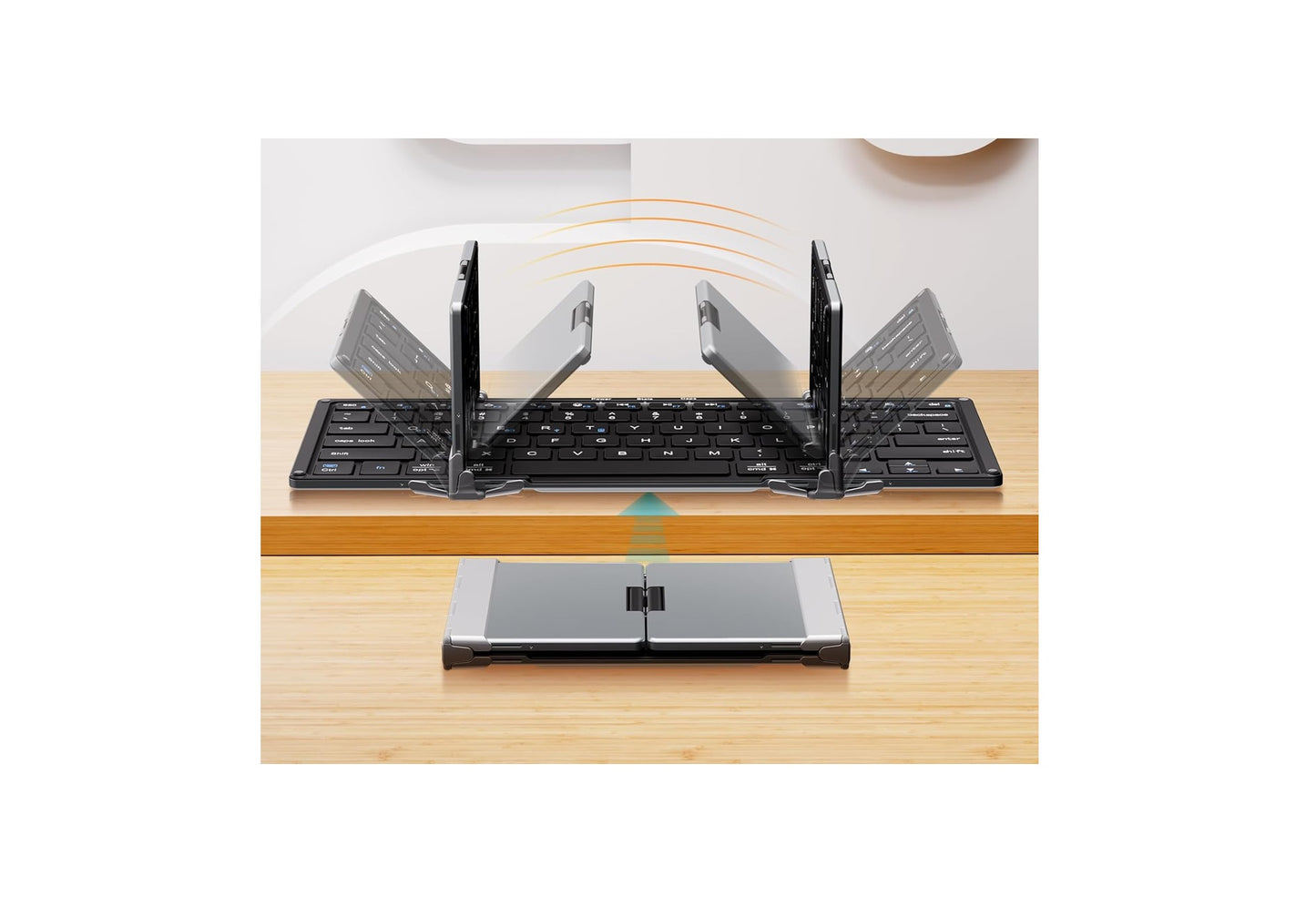 Tastatura iClever IC-BK05S, Bluetooth 5.1, Pliabila, Reîncărcabilă USB-C,Conectare Până La 4 Dispozitive, Baza Din Aliaj De Aluminiu, Calitate Aeronautica