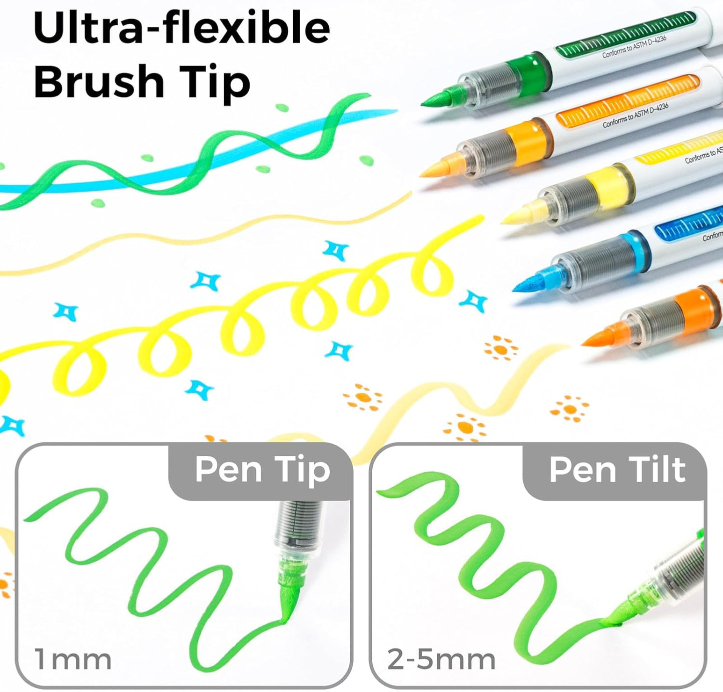 Ohuhu Set 24 Markere Acrilice Nahuku, Direct-ink, Baza Apa, Varf Flexibil, Pentru Sticla, Ceramica, Pietre, Lemn, Plastic, Hartie, Panza, Multicolor Y30-80601-66