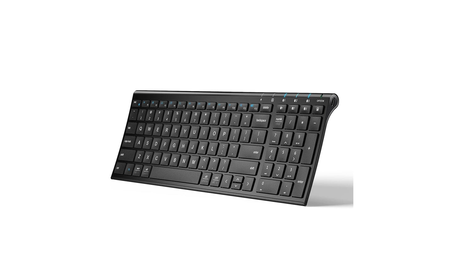 Tastatura Bluetooth 5.1 iClever IC-BK10, Fara Fir, Ultra Subtire, Reincarcabila, Multi Dispozitive, 99 Taste, USB-C, Design Ergonomic, Culoare Negru