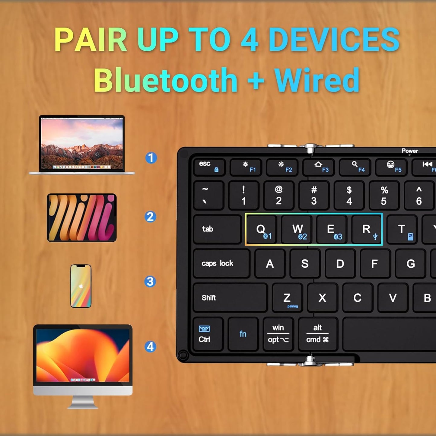 Tastatura iClever IC-BK05S, Bluetooth 5.1, Pliabila, Reîncărcabilă USB-C,Conectare Până La 4 Dispozitive, Baza Din Aliaj De Aluminiu, Calitate Aeronautica