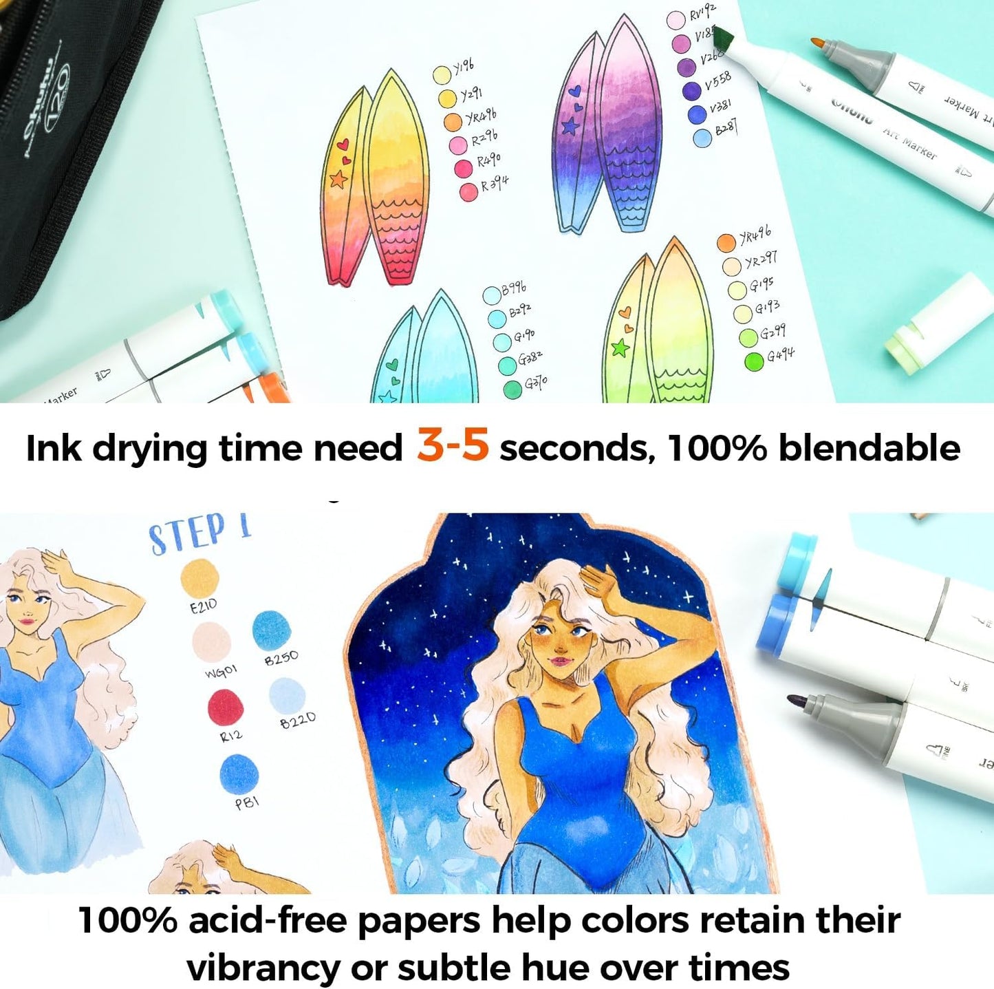 Ohuhu Marker Pads, Sketchbooks Pentru Markere Cu Alcool Si Apa Y44-83000-44