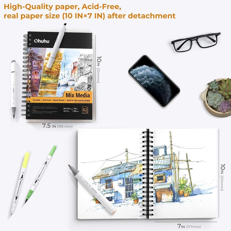 Ohuhu Marker Pads, Mix Media Pad Pentru Tehnici Multiple Y44-83000-20