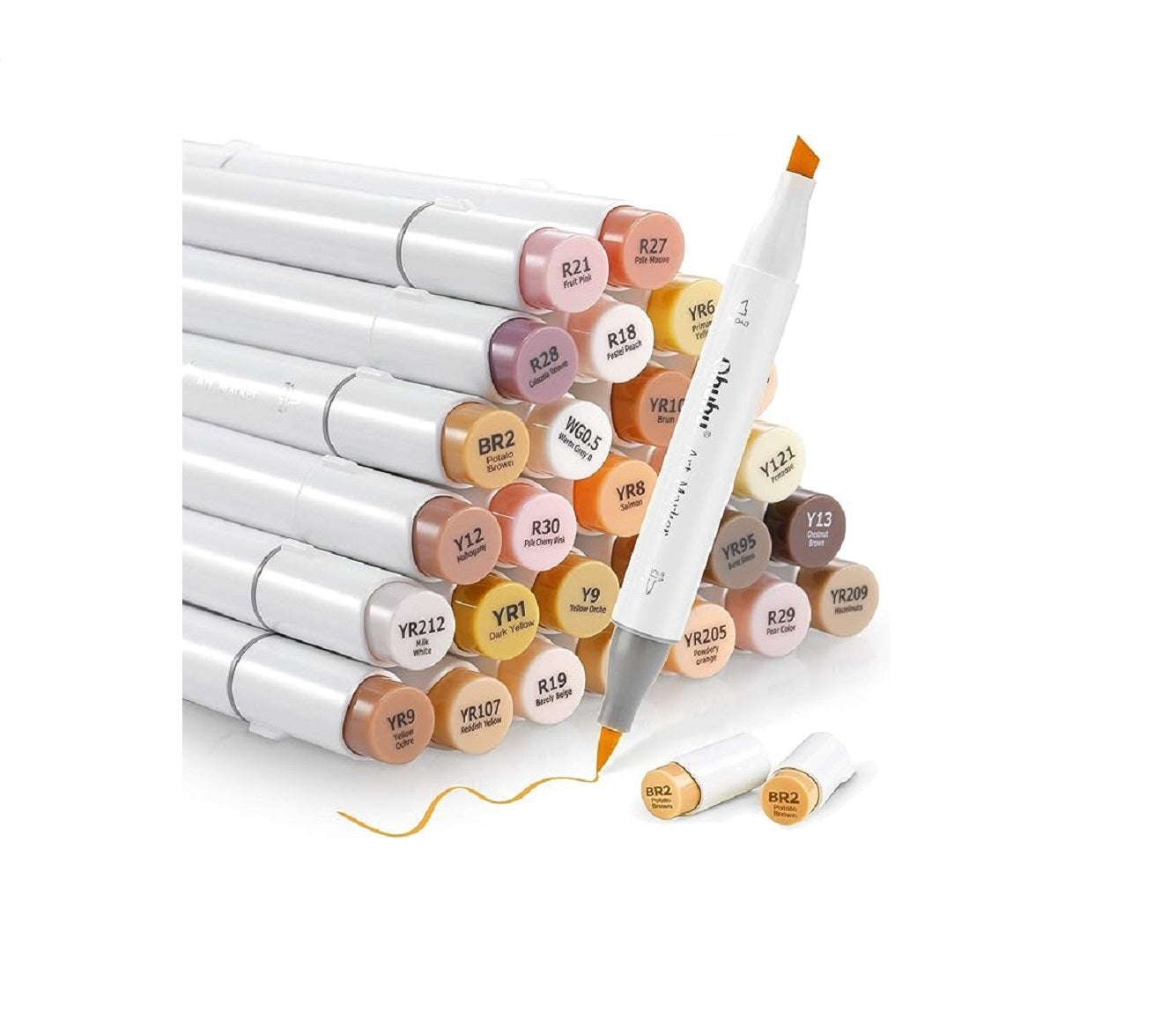 Ohuhu Honolulu Set 36 Markere, Baza Alcool, Capat Dublu Brush&Chisel, Skin Tones Y30-80400-81