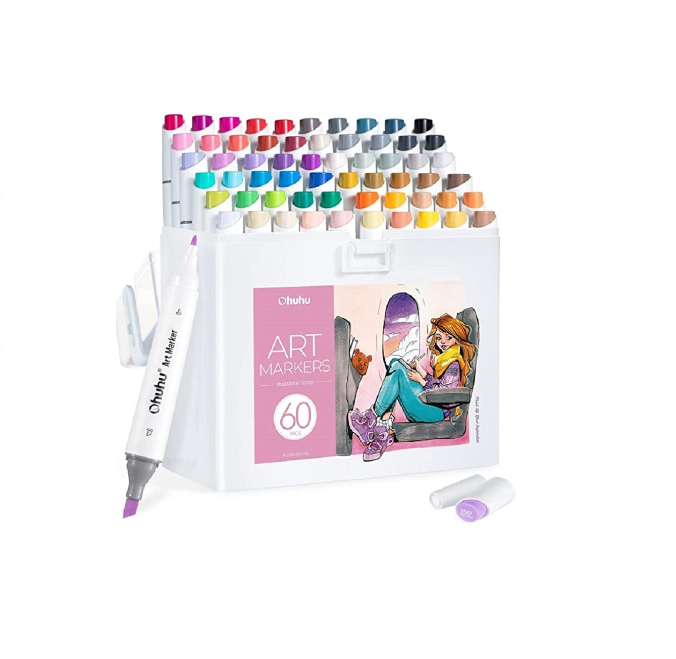 Ohuhu Kaala Series Set 60 Markere, Baza Alcool, Dual Tips Slim Broad&Fine, Illustration Tones Y30-80402-35