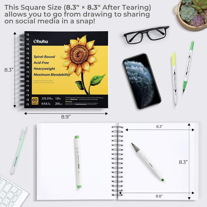 Ohuhu Marker Pads, Sketchbooks Pentru Markere Cu Alcool Y44-83000-15