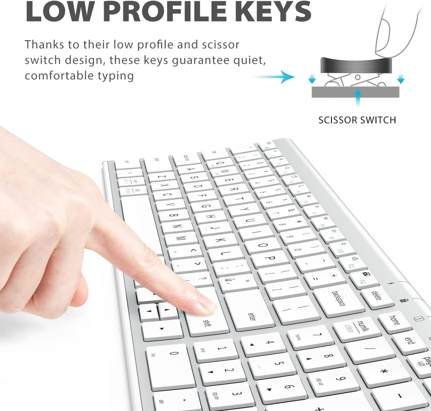 Tastatura Si Mouse Combo iClever GK03, 2.4G Wireless, Fara Fir, Reincarcabila, Design Ergonomic, Subtire, Stabila