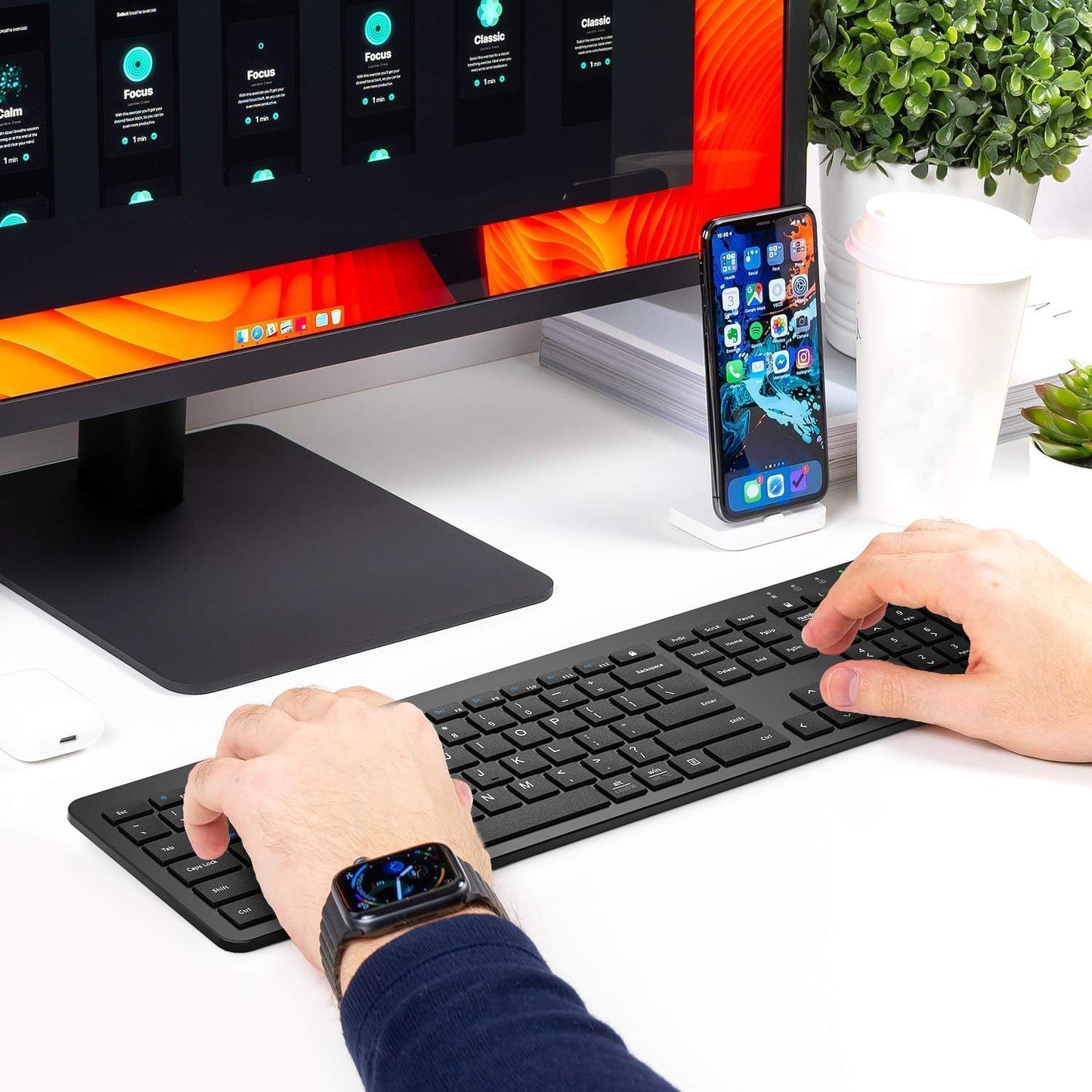 Tastatura Si Mouse Combo iClever GK08, 2.4G Wireless, Fara Fir, Reincarcabila, Design Ergonomic, Stabila, Silentioasa, DPI Reglabil 800-1200-1600, Culoare Negru