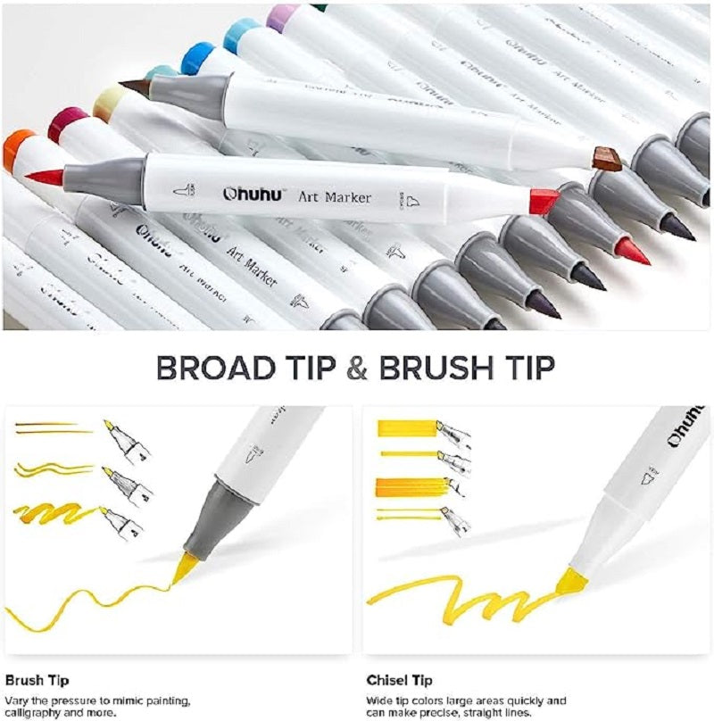 Ohuhu Honolulu Set 36 Markere, Baza Alcool, Capat Dublu Brush&Chisel, Skin Tones Y30-80400-81
