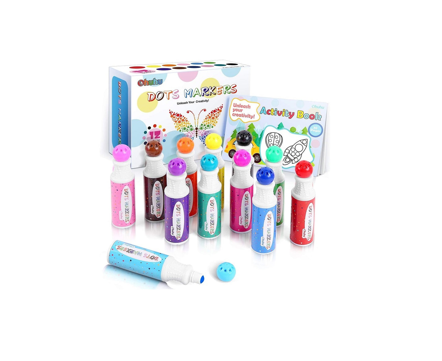 Ohuhu Set 12 Dots Markere Baza Apa Multicolor Y30-80700-13