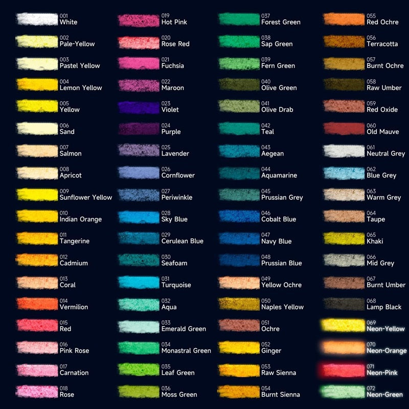 Ohuhu Set 72 Pasteluri Lungi De Cretă Pentru Adulți, Copii, Incepători Y30-80700-39