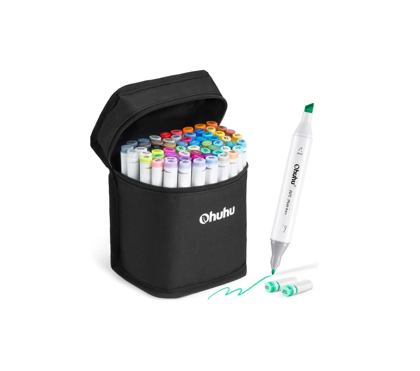 Ohuhu Oahu Set 60 Markere, Baza Alcool, Dual Tips Fine&Chisel, Multicolor Y30-80401-82