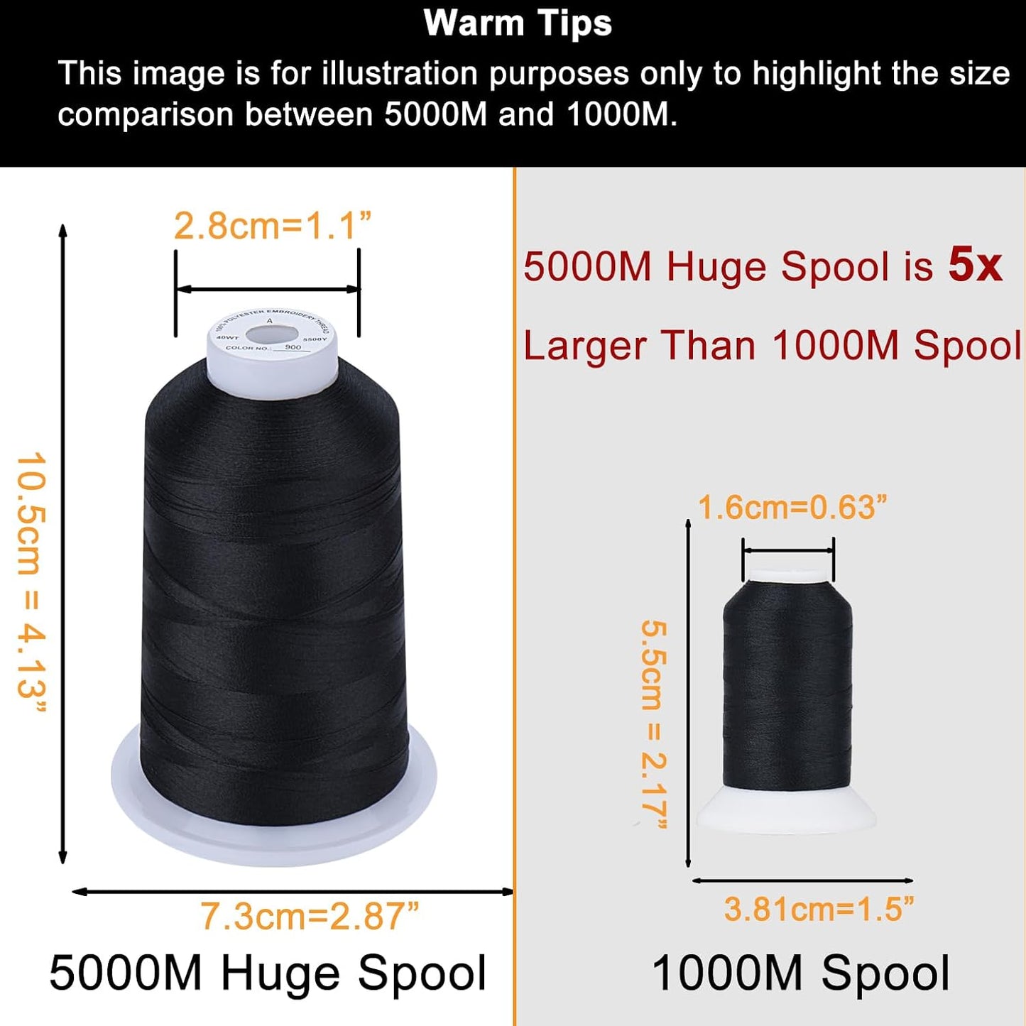 Set Ață De Brodat 4 Bobine - 5000 m, Culoare Negru