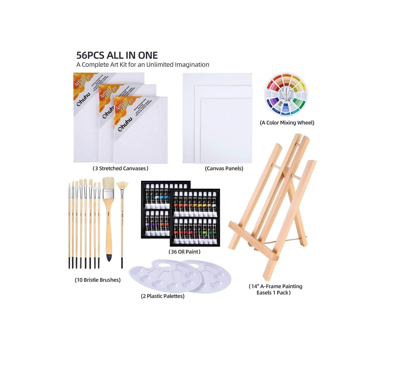 Ohuhu Set Complet Pictura 56 Piese Acuarele Ulei Y30-80700-18