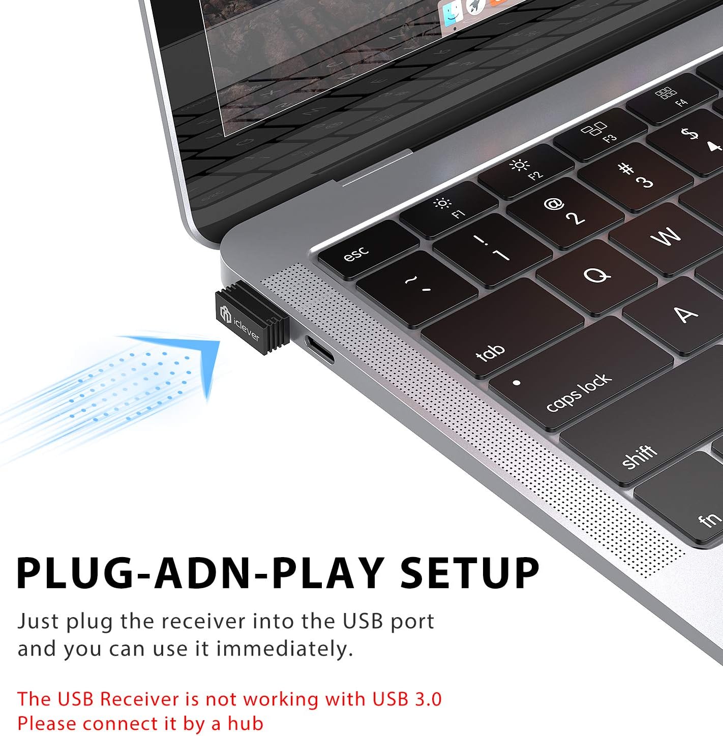 Tastatura iClever GKA38B, Fara Fir 2.4G, Reincarcabila, Ergonomica, Wireless, 99 Taste, Baterie Lithium Ion, Ultra Subtire, Negru