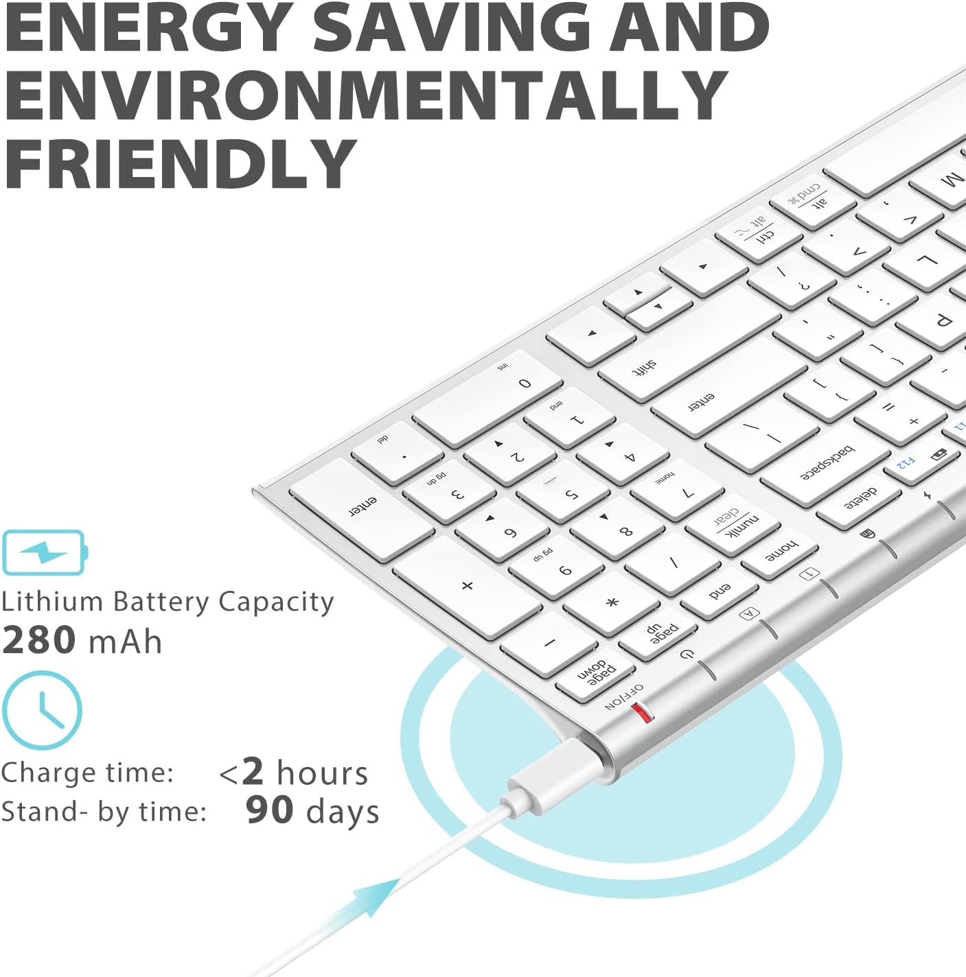 Tastatura Si Mouse Combo iClever GK03, 2.4G Wireless, Fara Fir, Reincarcabila, Design Ergonomic, Subtire, Stabila