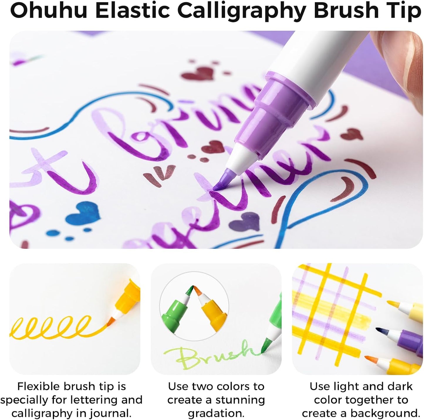 Ohuhu Kumimi, Set 24 Markere, Varf Dublu Brush & Dot, Bază Apă, Non-Toxic, Fara Acid, Multicolor Y30-80601-10