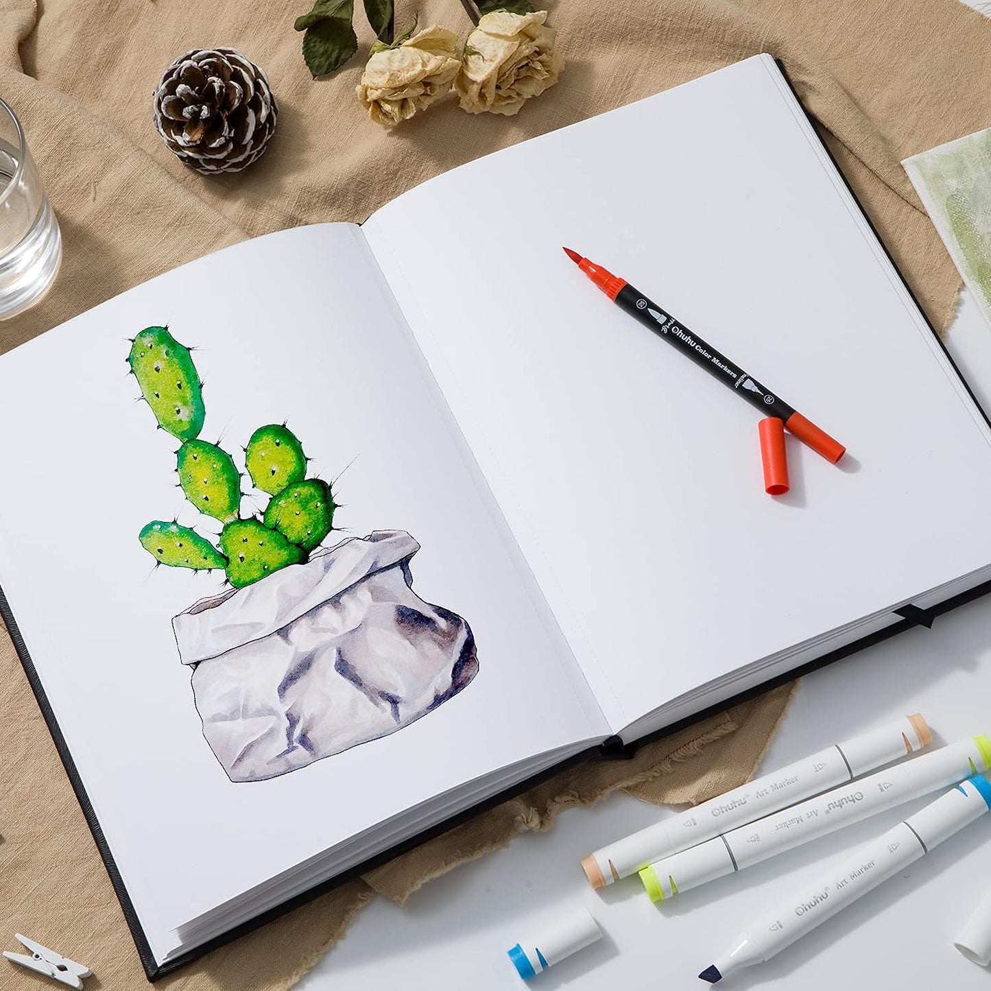 Ohuhu Marker Pads, Sketchbooks Pentru Markere, 275 mm x 210 mm, 78 coli/ 156 pagini, Y44-83000-28