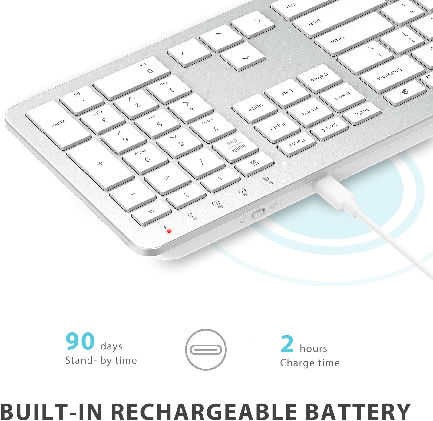 Tastatura Si Mouse Combo iClever GK08, 2.4G Wireless, Fara Fir, Reincarcabila, Design Ergonomic, Stabila, Silentioasa, DPI Reglabil 800-1200-1600, Culoare Argintiu